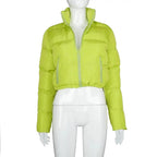 Durable Faux PU Leather Bubble Puffer Winter Warm Jacket Women Coats Long Sleeve Outerwear Zipper Casual Slim jacket Stevvex