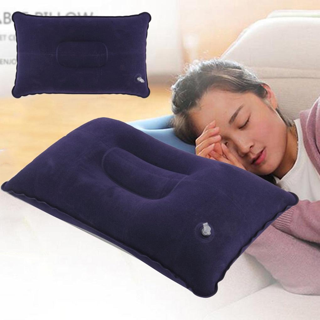 Durable Portable Fold Outdoor Travel Sleep Pillow Air Inflatable Cushion Break Travel Plane Hotel Rest Ultralight Inflatable PVC Nylon Air Pillow Sleep Cushion Travel Bedroom Hiking Beach Car Plane Head Rest Support Pillows Ultralight Inflatable Pillow Stevvex