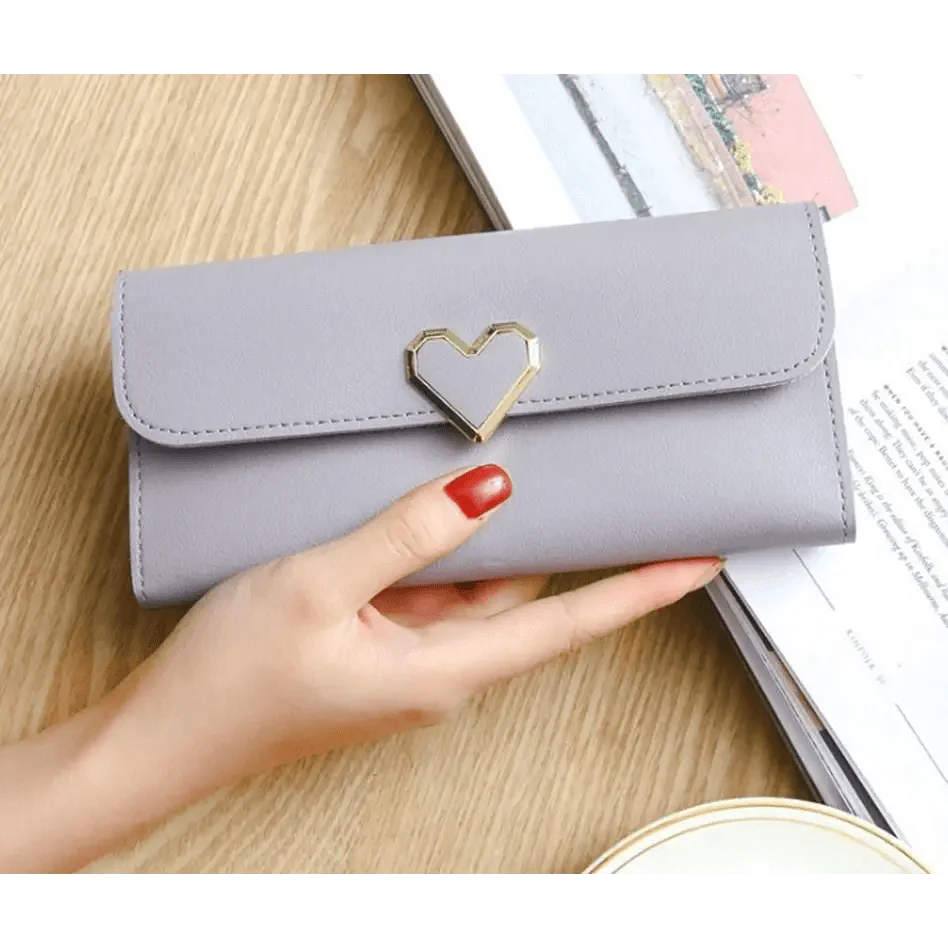 Durable Purses Luxury Love Heart Wallets For Ladies And Girls Smart Money Pocket, Card Holder Female Wallets And Phone Clutch Bag Stevvex