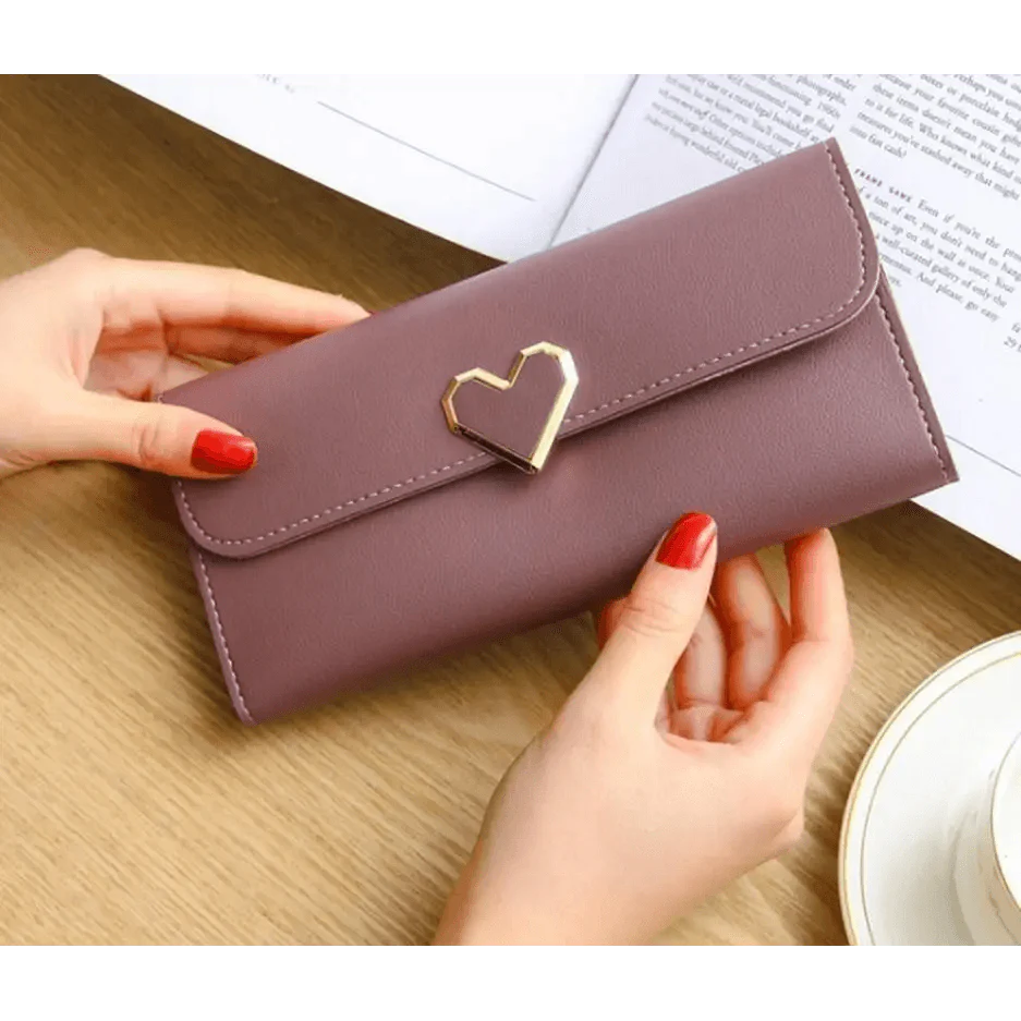 Durable Purses Luxury Love Heart Wallets For Ladies And Girls Smart Money Pocket, Card Holder Female Wallets And Phone Clutch Bag Stevvex