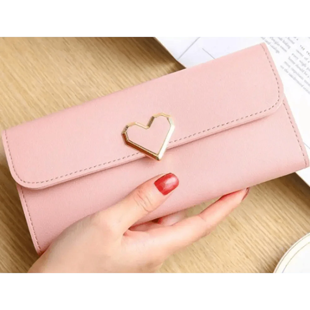 Durable Purses Luxury Love Heart Wallets For Ladies And Girls Smart Money Pocket, Card Holder Female Wallets And Phone Clutch Bag Stevvex