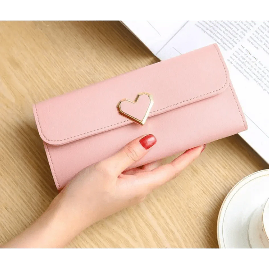 Durable Purses Luxury Love Heart Wallets For Ladies And Girls Smart Money Pocket, Card Holder Female Wallets And Phone Clutch Bag Stevvex
