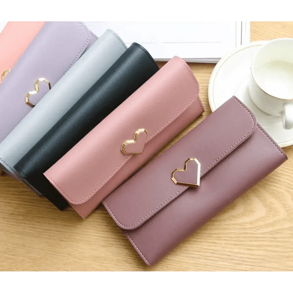 Durable Purses Luxury Love Heart Wallets For Ladies And Girls Smart Money Pocket, Card Holder Female Wallets And Phone Clutch Bag Stevvex