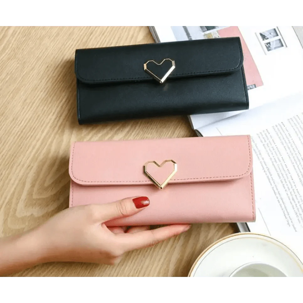 Durable Purses Luxury Love Heart Wallets For Ladies And Girls Smart Money Pocket, Card Holder Female Wallets And Phone Clutch Bag Stevvex
