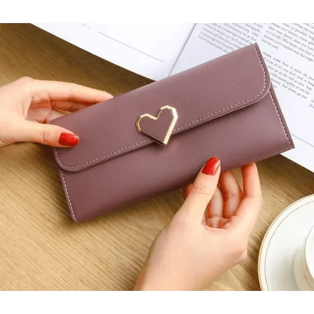 Durable Purses Luxury Love Heart Wallets For Ladies And Girls Smart Money Pocket, Card Holder Female Wallets And Phone Clutch Bag Stevvex