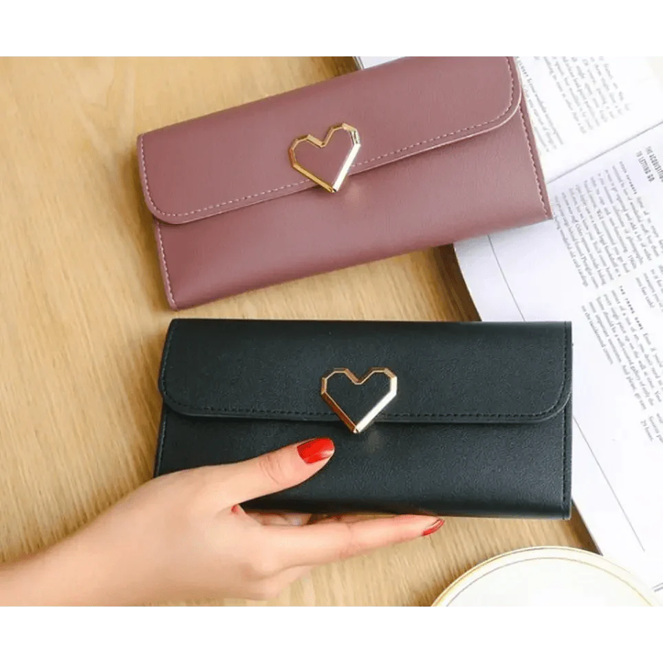 Durable Purses Luxury Love Heart Wallets For Ladies And Girls Smart Money Pocket, Card Holder Female Wallets And Phone Clutch Bag Stevvex