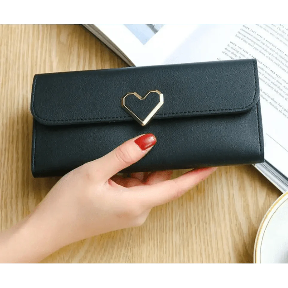 Durable Purses Luxury Love Heart Wallets For Ladies And Girls Smart Money Pocket, Card Holder Female Wallets And Phone Clutch Bag Stevvex