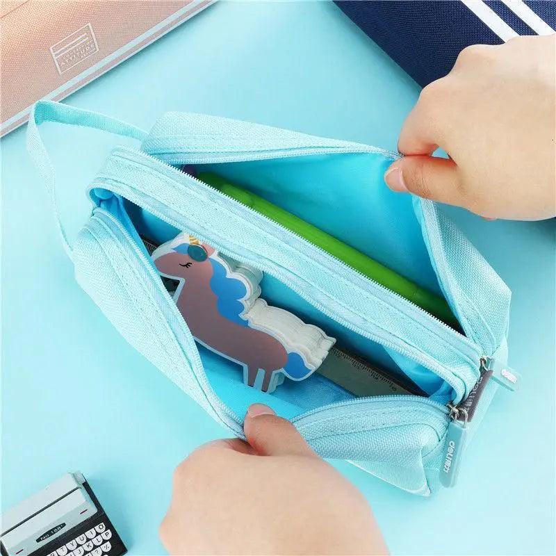 Durable Simple Large Capacity School Stationery Double Layer Case  Students Unique Design High Quality Office Handbag Pencil Case Stevvex