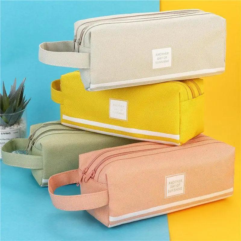 Durable Simple Large Capacity School Stationery Double Layer Case  Students Unique Design High Quality Office Handbag Pencil Case Stevvex