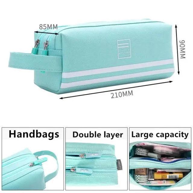 Durable Simple Large Capacity School Stationery Double Layer Case  Students Unique Design High Quality Office Handbag Pencil Case Stevvex