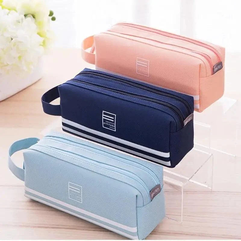 Durable Simple Large Capacity School Stationery Double Layer Case  Students Unique Design High Quality Office Handbag Pencil Case Stevvex