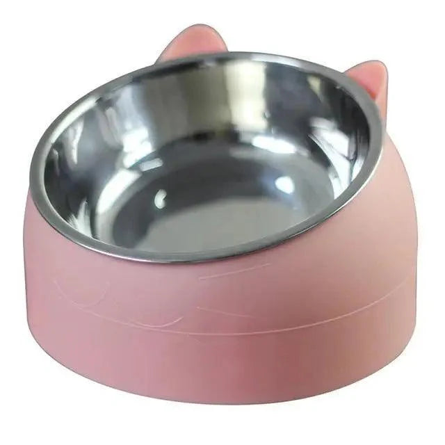 Durable Stainless Steel Cat Small Pet Bowl Easy Clean Cute Cat Feeding Bowls Drinking Water Feeder Tilt Dish For Pets Stevvex