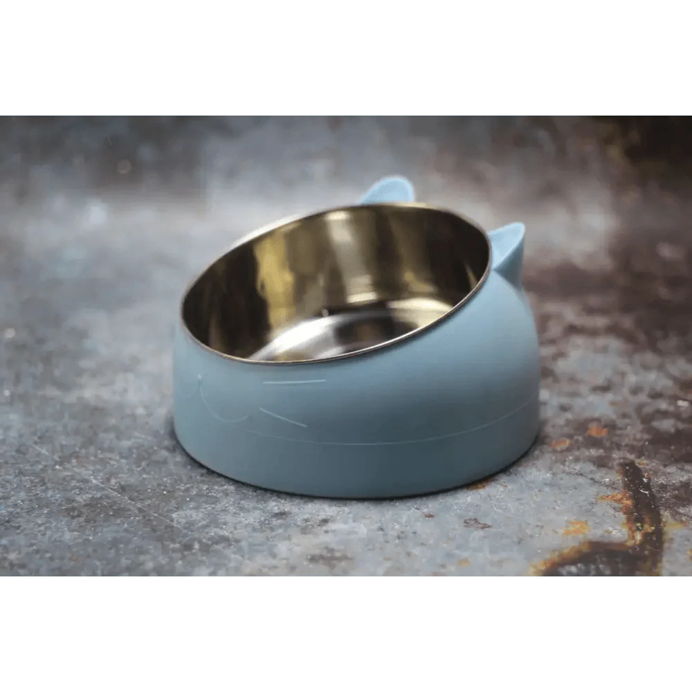 Durable Stainless Steel Cat Small Pet Bowl Easy Clean Cute Cat Feeding Bowls Drinking Water Feeder Tilt Dish For Pets Stevvex