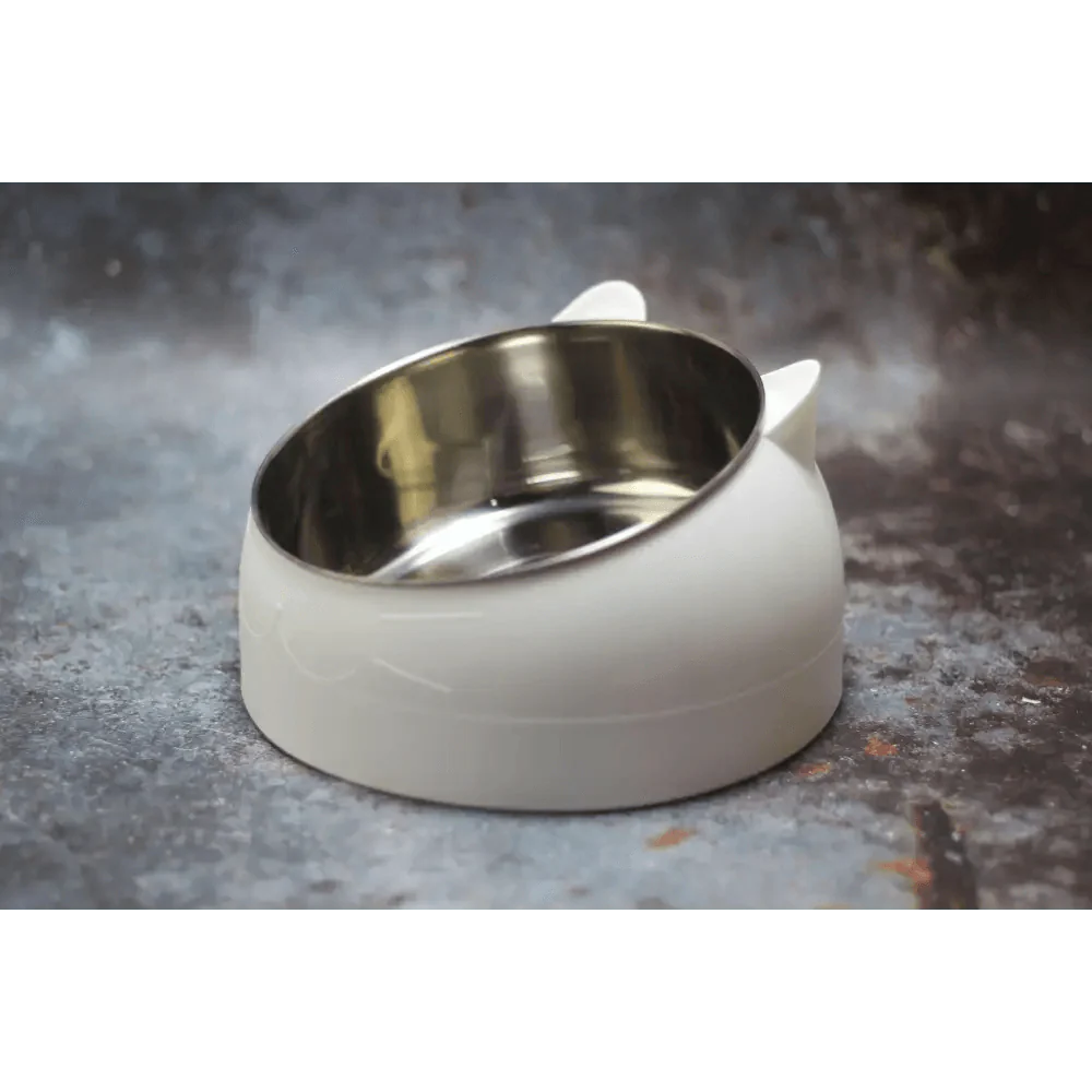 Durable Stainless Steel Cat Small Pet Bowl Easy Clean Cute Cat Feeding Bowls Drinking Water Feeder Tilt Dish For Pets Stevvex