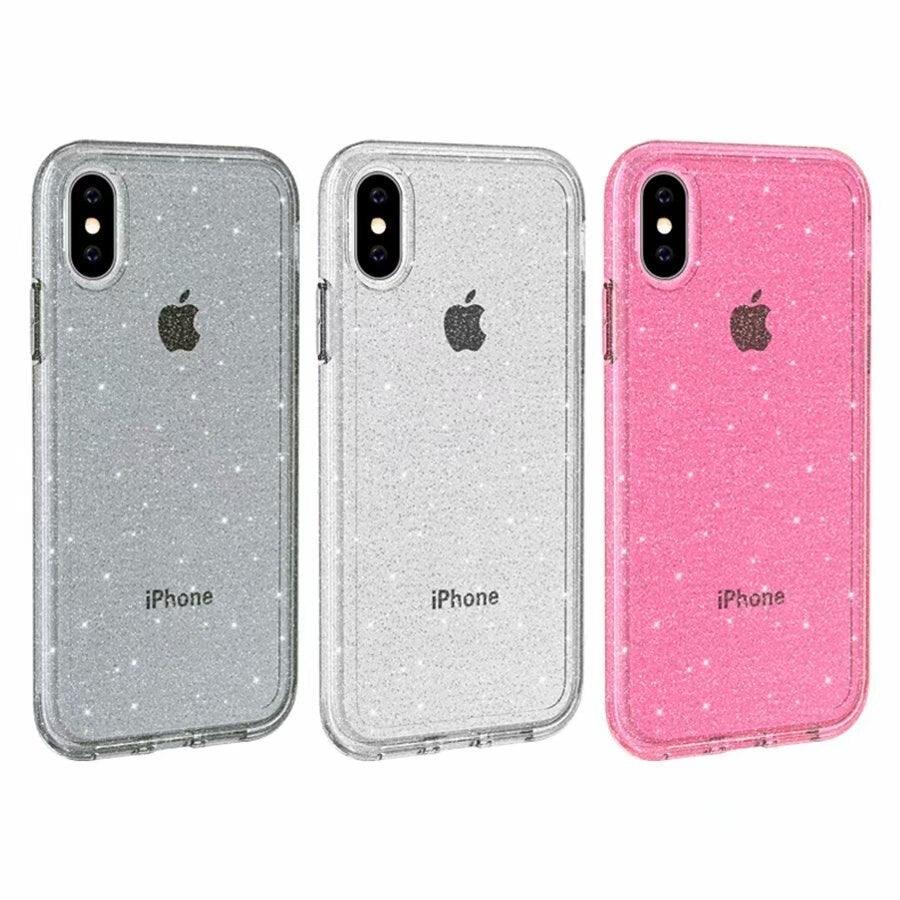 Durable Ultra Hard Shockproof Glitter Transparent Case for iPhone 14 Pro Max 13 12 11 XS XR X 8 7 6 Plus Sparkle Cover Soft Slim Fit All-round Protection Cute Transparent Shiny Star Phone Case for iPhone Stevvex