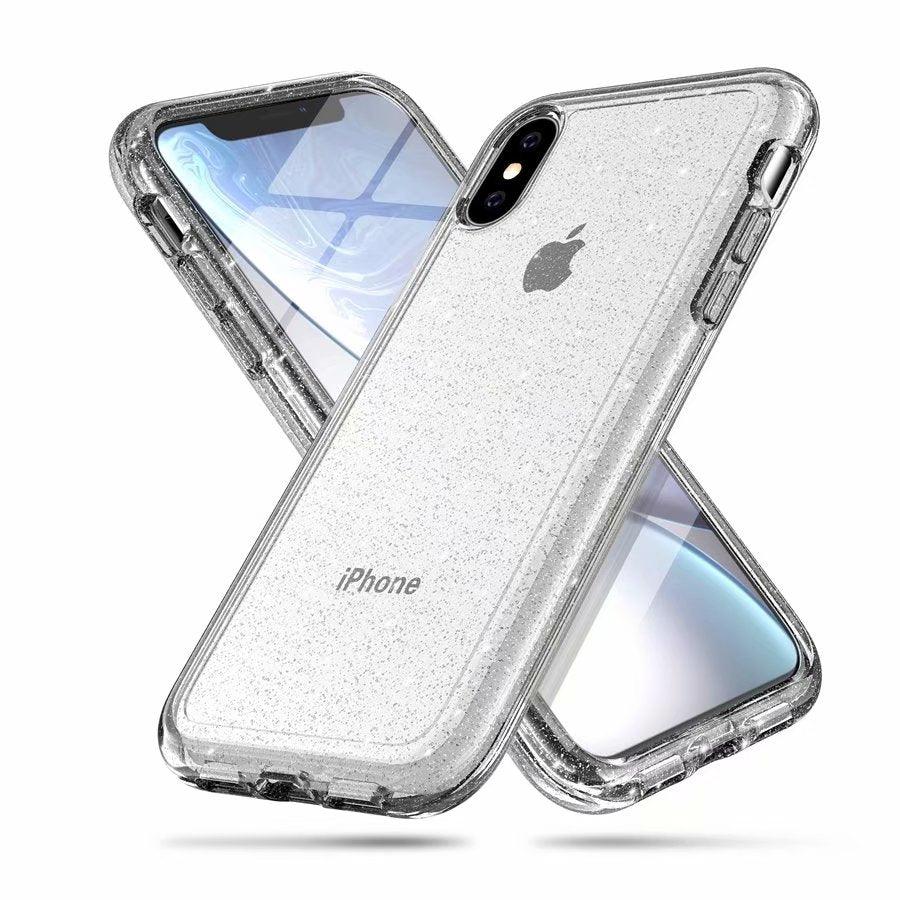 Durable Ultra Hard Shockproof Glitter Transparent Case for iPhone 14 Pro Max 13 12 11 XS XR X 8 7 6 Plus Sparkle Cover Soft Slim Fit All-round Protection Cute Transparent Shiny Star Phone Case for iPhone Stevvex