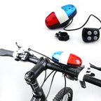 Durable Waterproof Multifunction Cycle Lamp 4 Loud Siren Sound Trumpet Police 6 LED Light Electronic Siren Bike Bell Battery Bike Bicycle Police Strobe Blue Red Bicycle Safety Light Loud Siren Sound Cycling Horn Bells Stevvex