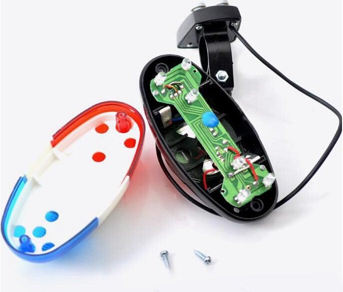 Durable Waterproof Multifunction Cycle Lamp 4 Loud Siren Sound Trumpet Police 6 LED Light Electronic Siren Bike Bell Battery Bike Bicycle Police Strobe Blue Red Bicycle Safety Light Loud Siren Sound Cycling Horn Bells Stevvex