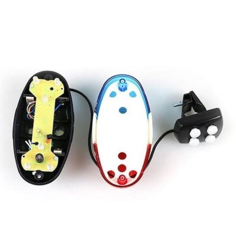 Durable Waterproof Multifunction Cycle Lamp 4 Loud Siren Sound Trumpet Police 6 LED Light Electronic Siren Bike Bell Battery Bike Bicycle Police Strobe Blue Red Bicycle Safety Light Loud Siren Sound Cycling Horn Bells Stevvex