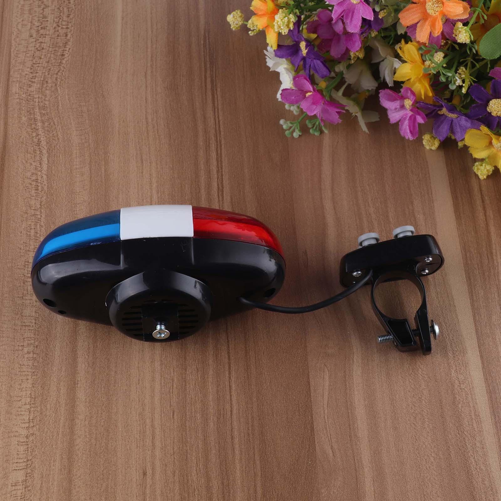 Durable Waterproof Multifunction Cycle Lamp 4 Loud Siren Sound Trumpet Police 6 LED Light Electronic Siren Bike Bell Battery Bike Bicycle Police Strobe Blue Red Bicycle Safety Light Loud Siren Sound Cycling Horn Bells Stevvex