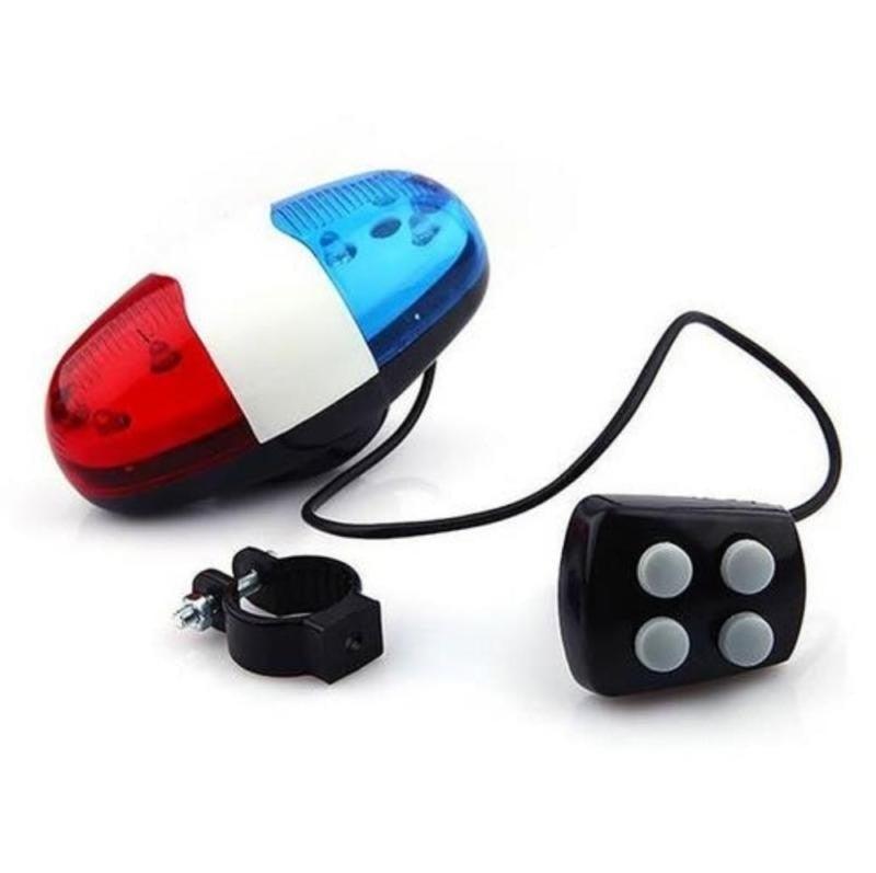 Durable Waterproof Multifunction Cycle Lamp 4 Loud Siren Sound Trumpet Police 6 LED Light Electronic Siren Bike Bell Battery Bike Bicycle Police Strobe Blue Red Bicycle Safety Light Loud Siren Sound Cycling Horn Bells Stevvex