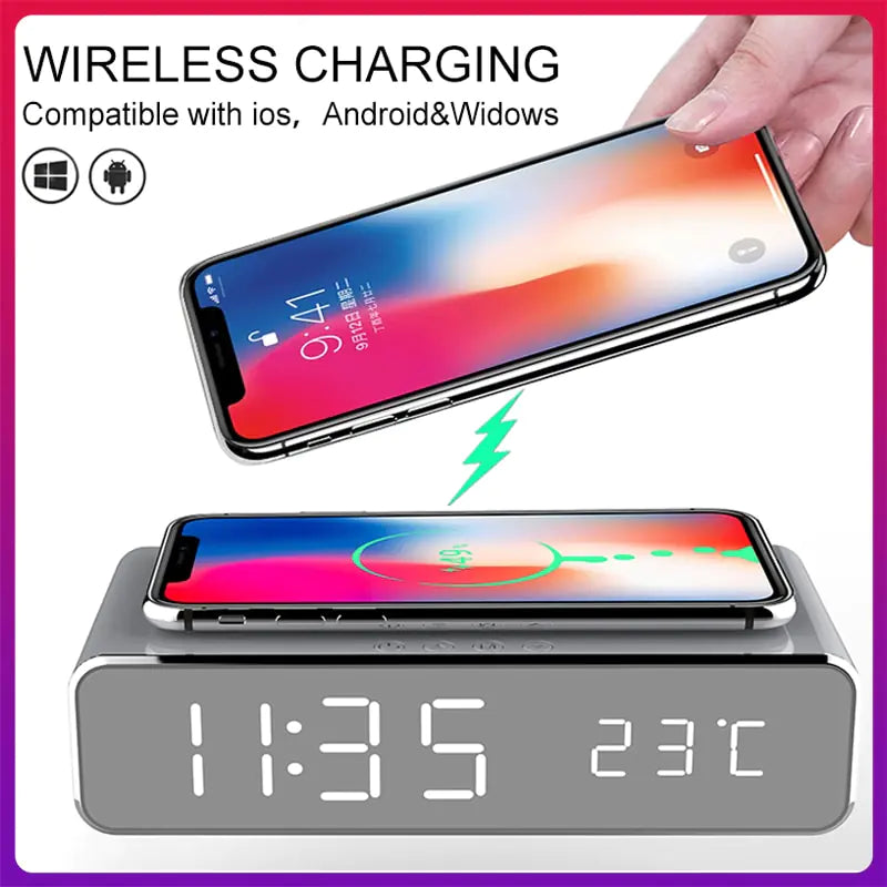 LED Alarm Clock QI Wireless Charger Pi-Mart