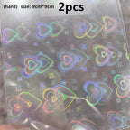 Dynamic Heart 3D Nail Stickers Holographic Adhesive Sliders Gradient Nail Art Accessories Flashing Heart Decals Tattoos Kids Nails Art Decoration Nail Strips Shiny French Tip Guides Stickers French Nail Stickers Form Fringe Guides Stevvex