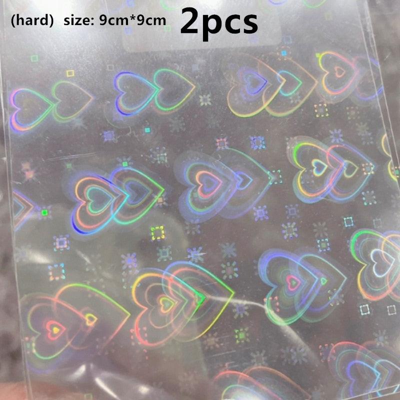 Dynamic Heart 3D Nail Stickers Holographic Adhesive Sliders Gradient Nail Art Accessories Flashing Heart Decals Tattoos Kids Nails Art Decoration Nail Strips Shiny French Tip Guides Stickers French Nail Stickers Form Fringe Guides Stevvex