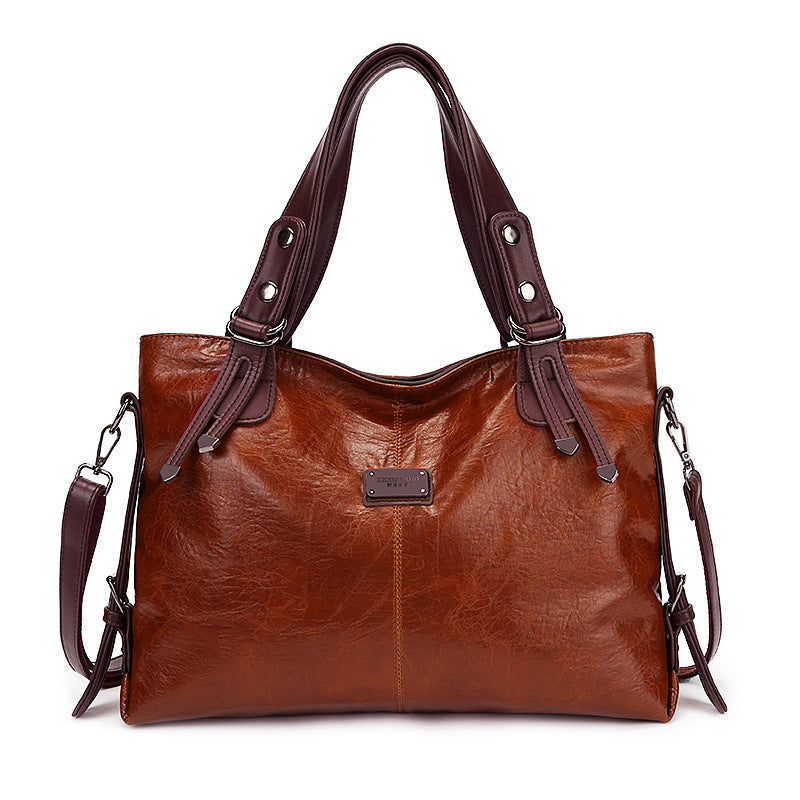 Retro Fashion Tote Casual Soft Leather Shoulder Crossbody Large Capacity Women's Bag Pi-Mart