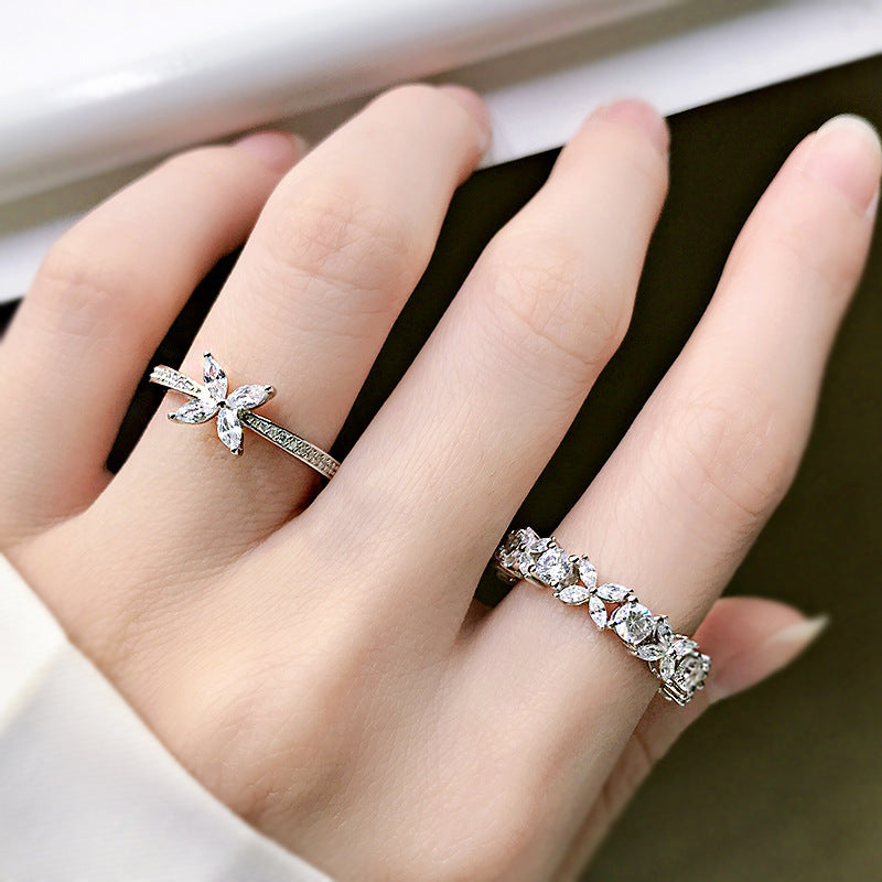 Diamond Ring Silver Plated Small Diamonds