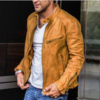 Fall Winter Men PU Leather Stand Collar Punk Pi-Mart