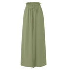 Women's Fashion Wide Leg Elastic Waistband Wide Leg High Waist Long Dress Pants Pi-Mart