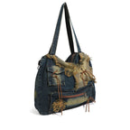 Large capacity hobo shoulder tote bag, Spice Girl bag women's old retro shoulder bag, washed denim bag, casual women's bag - SJB-DIAMOND ELITES