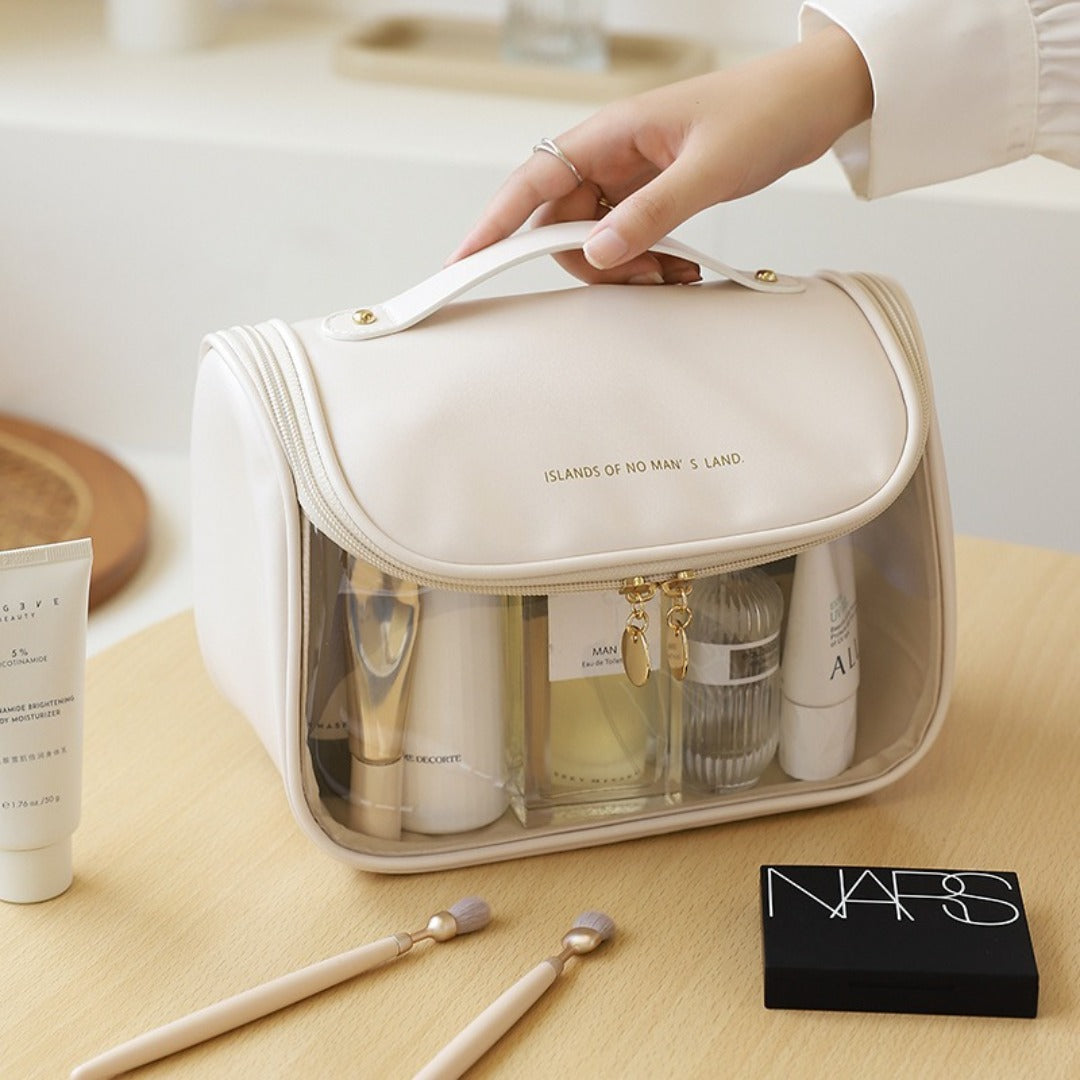Visible portable cosmetic bag, large capacity portable cosmetic storage bag, multi-functional waterproof toilet bag, travel makeup bag, transparent makeup purse, - SJB-DIAMOND ELITES