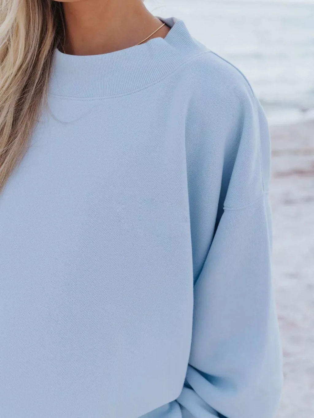 Relaxed Fit Round Neck Sweatshirt and Shorts Set THRIXINE