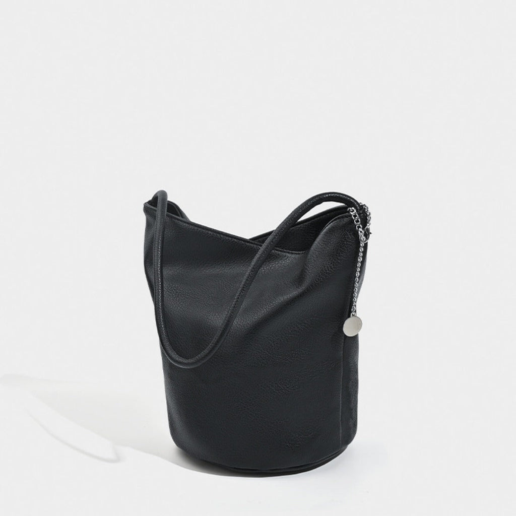 Retro soft leather bucket bag, women's shoulder underarm bag, commuter tote bag - SJB-DIAMOND ELITES