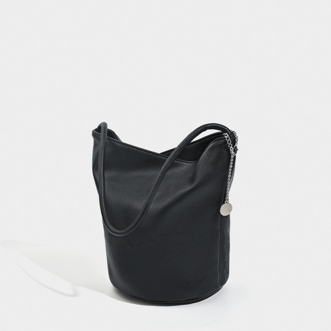 Retro soft leather bucket bag, women's shoulder underarm bag, commuter tote bag - SJB-DIAMOND ELITES