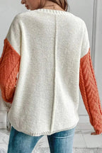 Color Block Round Neck Long Sleeve Sweater - SJB-DIAMOND ELITES