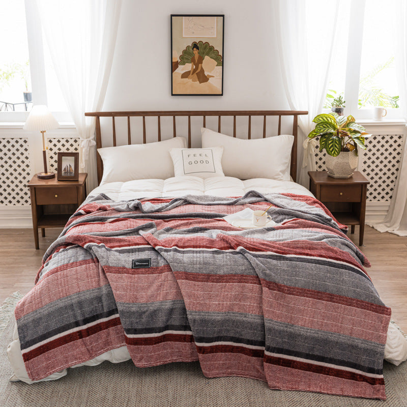 Autumn And Winter Milk Velvet Thickened Yarn-dyed Blankets Multifunctional Nap Pi-Mart