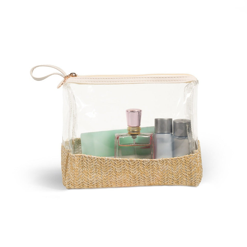 Ladies straw wristlet purse, Cosmetics storage bag transparent, toiletries storage bag, Transparent Cosmetic Bag, - SJB-DIAMOND ELITES