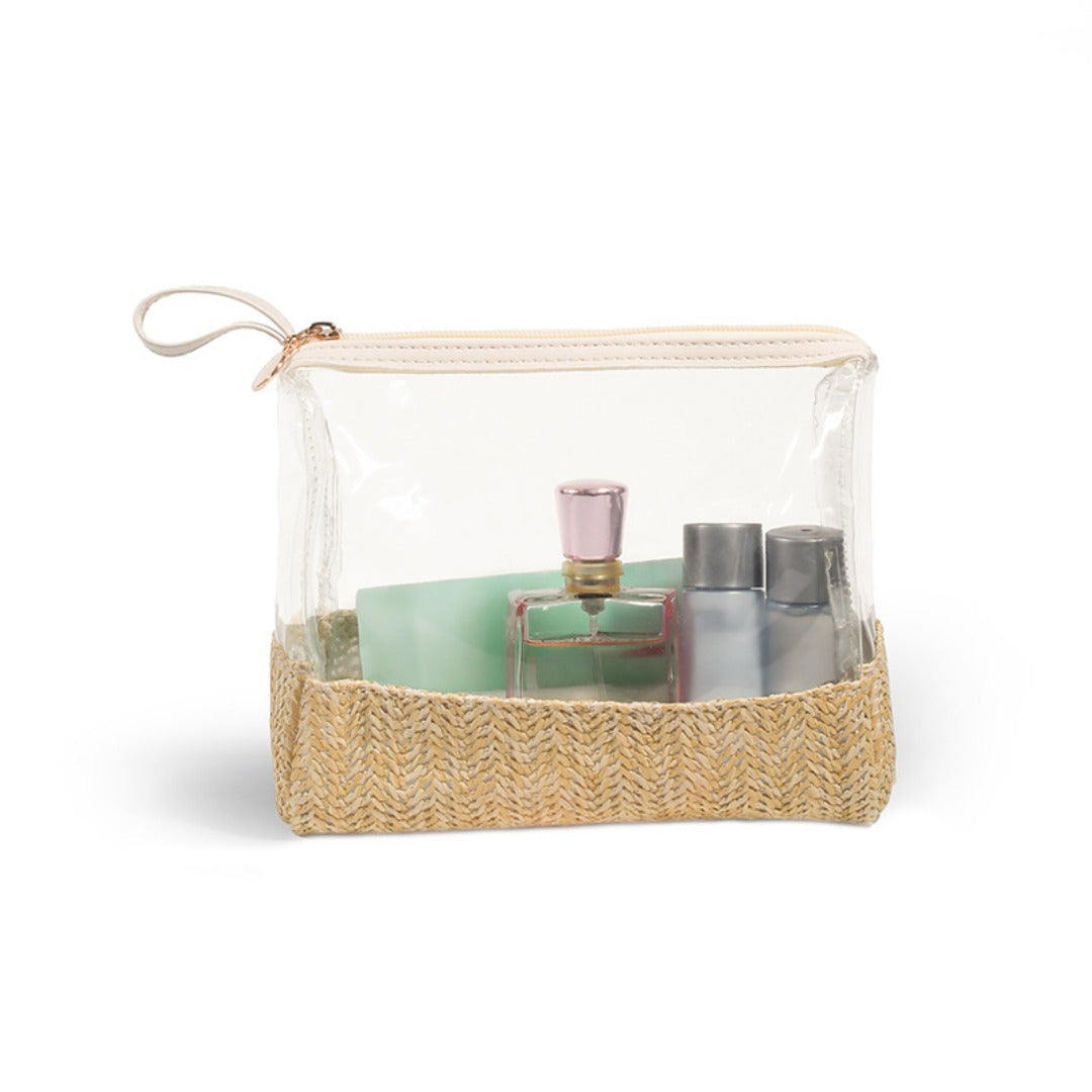 Ladies straw wristlet purse, Cosmetics storage bag transparent, toiletries storage bag, Transparent Cosmetic Bag, - SJB-DIAMOND ELITES