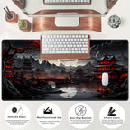 Japanese Style Full Moon River Landscape Desk Mat, Non-Slip Rubber Gaming Mouse Pad, Extended Keyboard Mat for Office and Home Decor, 35.4 x 15.7 Inches Lootquake LLC