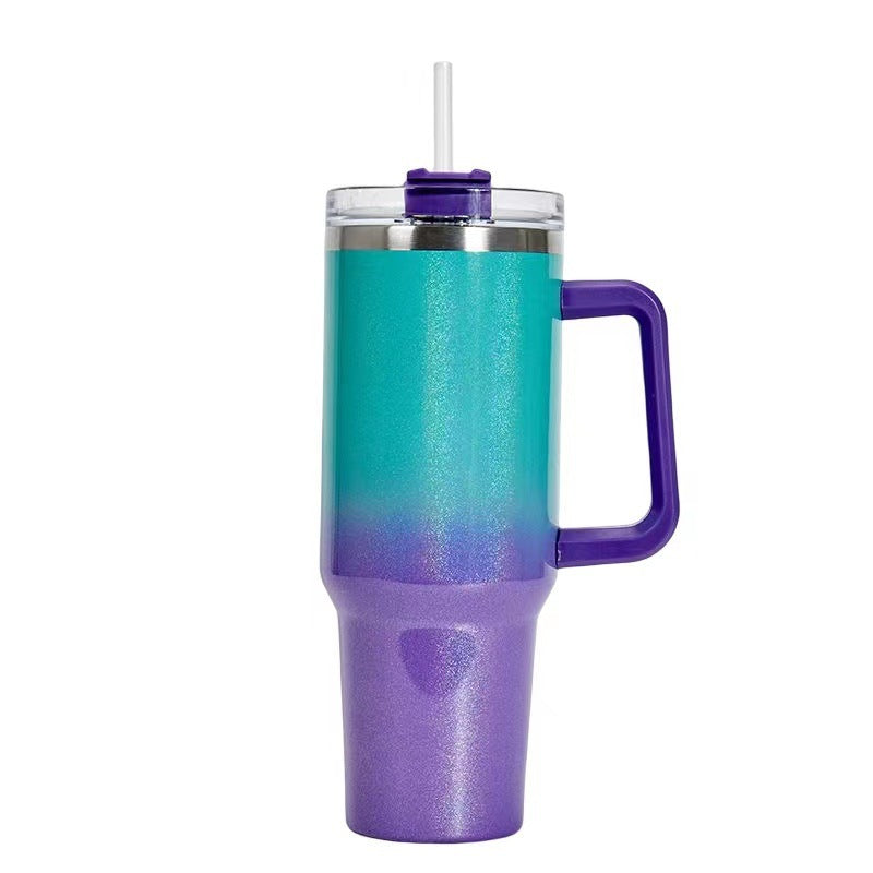 40oz Straw Coffee Insulation Cup With Handle Portable Car Stainless Steel Water Bottle LargeCapacity Travel BPA Free Thermal Mug Pi-Mart