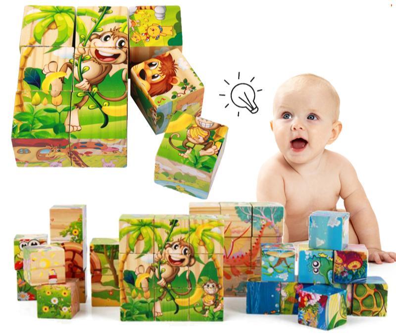 1Set Nine Blocks Six-sided 3D Wooden Cube Puzzle Toys  For Children Kids Educational Toys Funny Games - SJB-DIAMOND ELITES