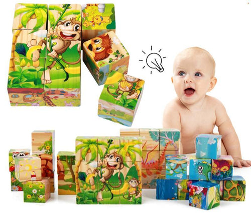 1Set Nine Blocks Six-sided 3D Wooden Cube Puzzle Toys  For Children Kids Educational Toys Funny Games - SJB-DIAMOND ELITES