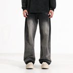 American-style Heavy Washed Black And Gray Straight Jeans Men's Loose Wide Leg Casual Trousers Lootquake LLC