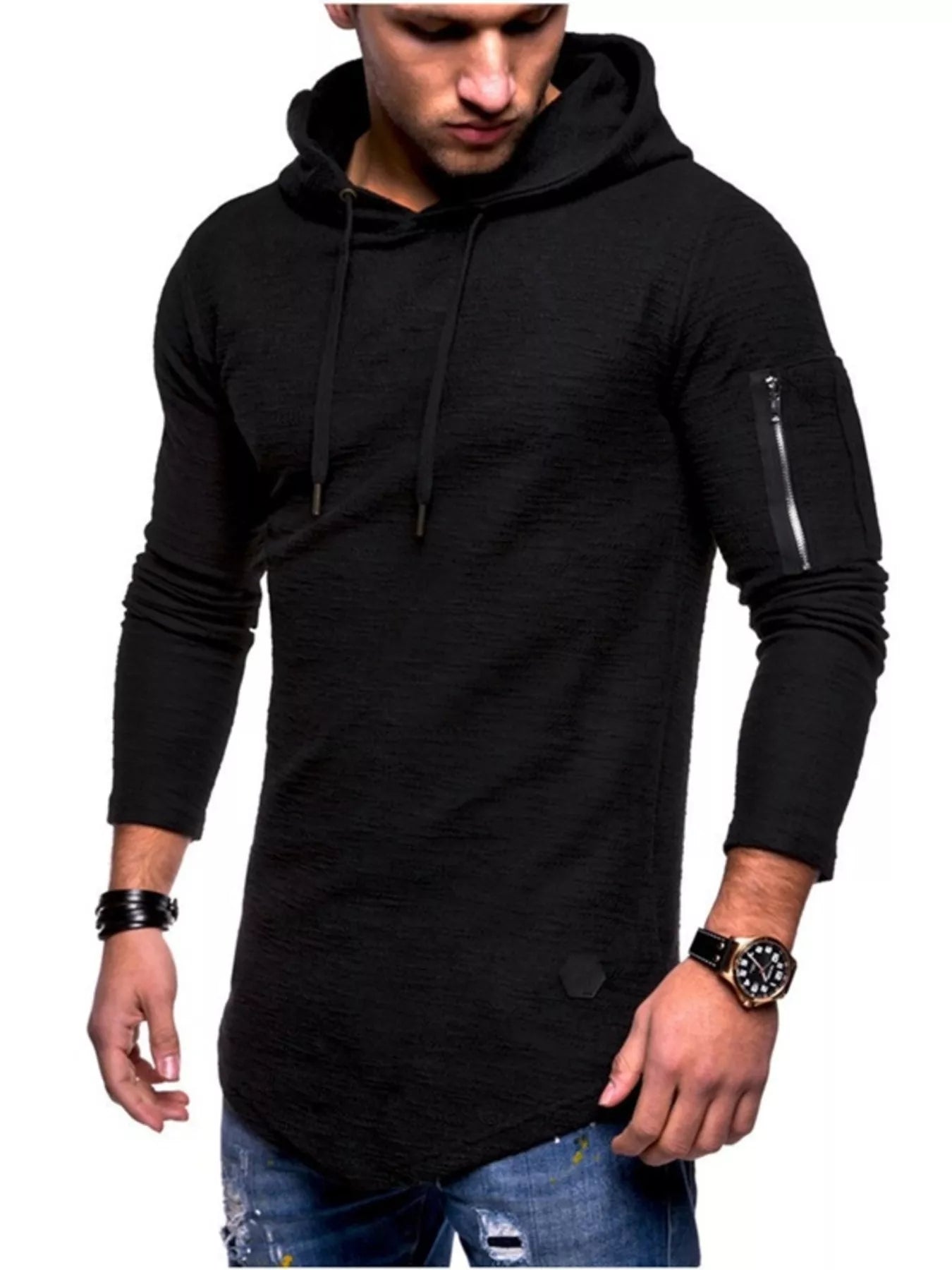Men's Plus Size Casual Slim Fit Long Sleeve Hoodie THRIXINE
