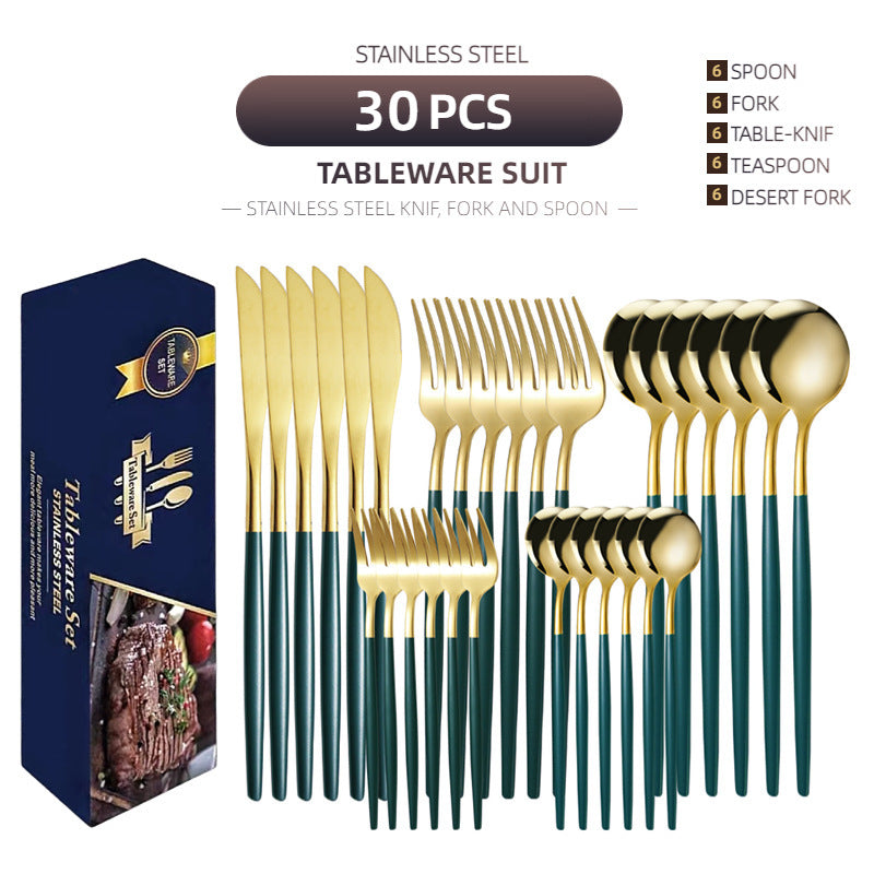 Stainless Steel Knife And Forks 30-piece Tableware Set Suit Pi-Mart