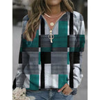 Women's Tops Checkered Sweaters Fleece Jackets Pi-Mart