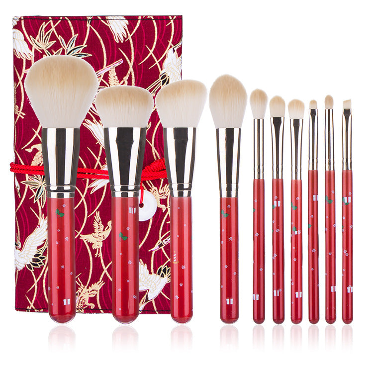 Christmas Portable Makeup Brush With Red Handle Pi-Mart